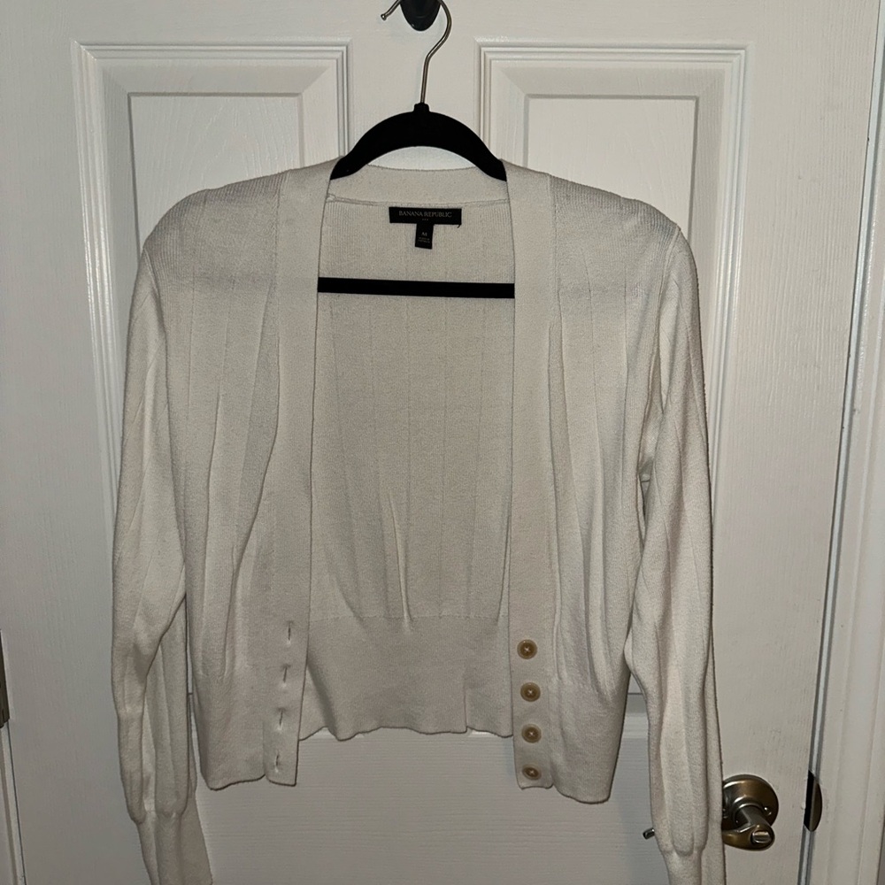 Banana Republic White Cardigan Sweater